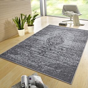 Vintage Teppich - Gloria Medaillon Grau Vintage Teppich - Gloria Medaillon Grau