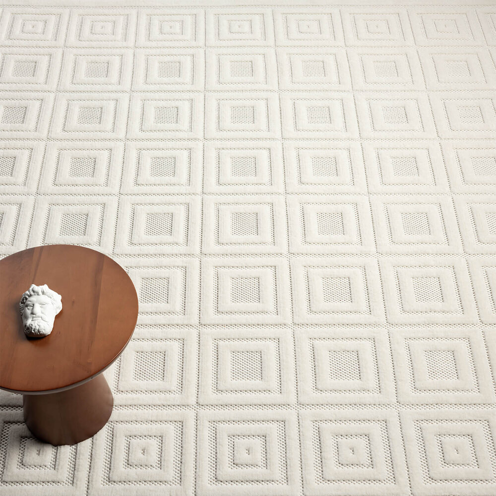 Modern Teppich - Medea Cubes Weiß Modern Teppich - Medea Cubes Weiß