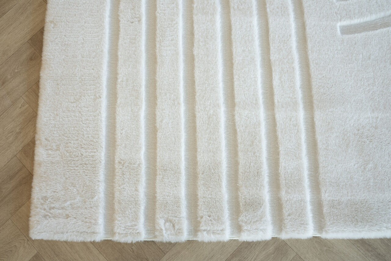 Japandi Hochflorteppich - Bohemian Arches Creme Japandi Hochflorteppich - Bohemian Arches Creme