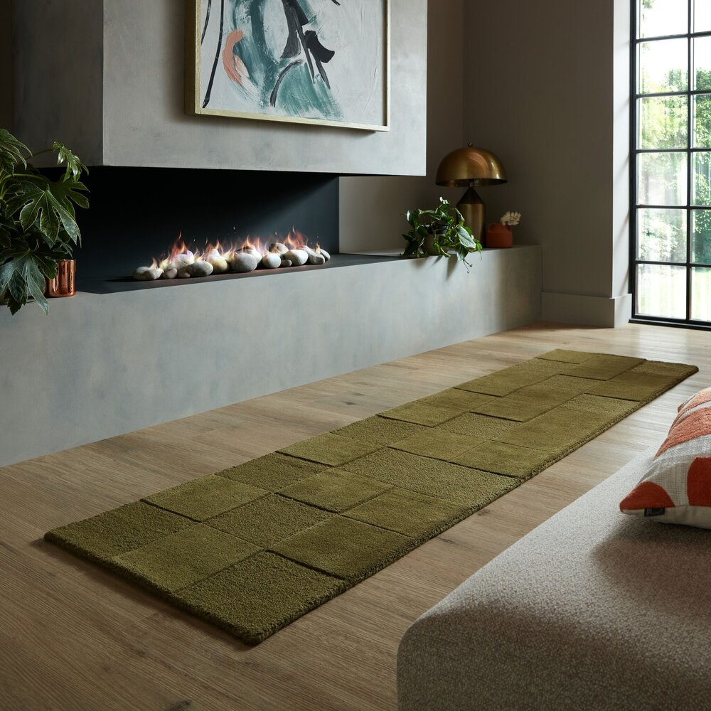 Läufer - Kurzflor Checkerboard - Grün Läufer - Kurzflor Checkerboard - Grün