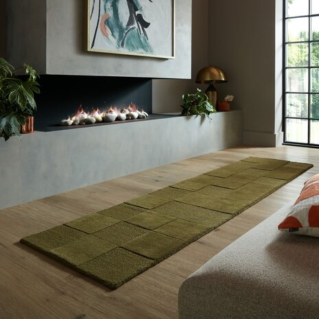 Läufer - Kurzflor Checkerboard - Grün Läufer - Kurzflor Checkerboard - Grün