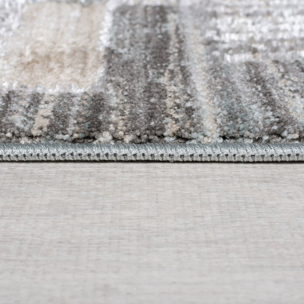 Modern Niedrigflor-Teppich - Evelyn Blocked - Grau/Beige/Blau Modern Niedrigflor-Teppich - Evelyn Blocked - Grau/Beige/Blau