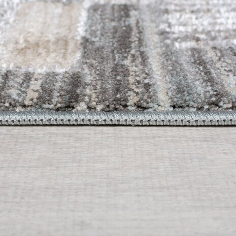 Modern Niedrigflor-Teppich - Evelyn Blocked - Grau/Beige/Blau Modern Niedrigflor-Teppich - Evelyn Blocked - Grau/Beige/Blau