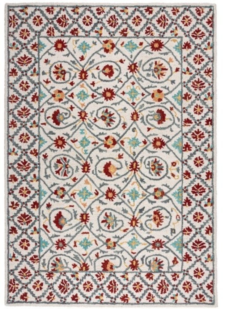 Kurzflor Iris Traditionell - Klassisch - Oriental - Rot / Blau