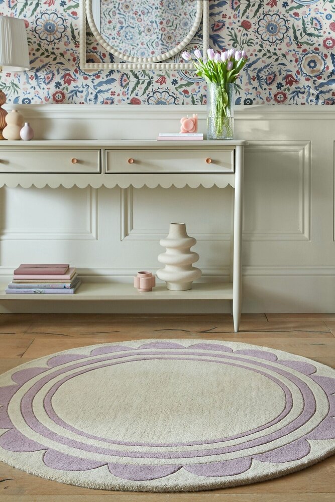 Rund - Kurzflor Lois - 100% Wolle - Lila Rund - Kurzflor Lois - 100% Wolle - Lila