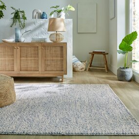 Mineralien Uni-Teppich - Kurzflor - Wolle - Balls Modern - Blau Mineralien Uni-Teppich - Kurzflor - Wolle - Balls Modern - Blau