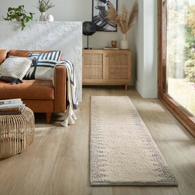 Läufer - Mineralien Uni-Teppich - Kurzflor - Wolle - Kugeln Rahmen Modern - Natur / Creme Läufer - Mineralien Uni-Teppich - Kurzflor - Wolle - Kugeln Rahmen Modern - Natur / Creme