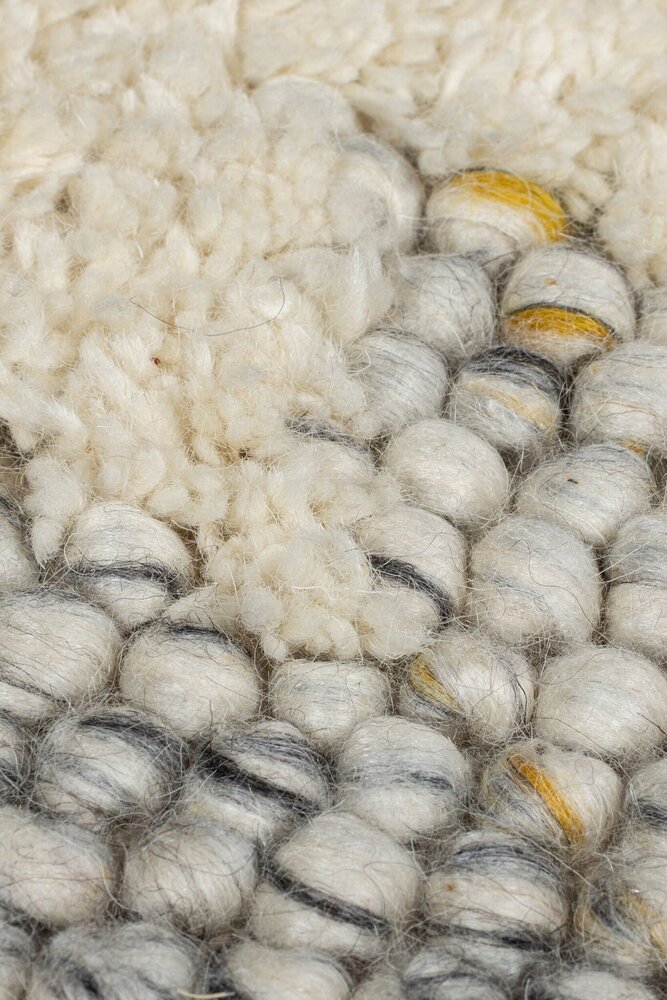 Läufer - Mineralien Uni-Teppich - Kurzflor - Wolle - Kugeln Rahmen Modern - Schwarz / Weiß Läufer - Mineralien Uni-Teppich - Kurzflor - Wolle - Kugeln Rahmen Modern - Schwarz / Weiß