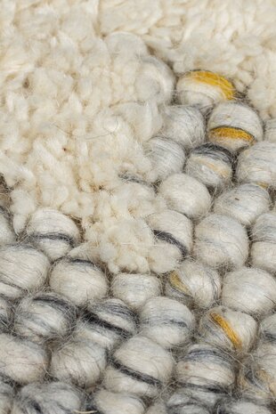 Läufer - Mineralien Uni-Teppich - Kurzflor - Wolle - Kugeln Rahmen Modern - Schwarz / Weiß Läufer - Mineralien Uni-Teppich - Kurzflor - Wolle - Kugeln Rahmen Modern - Schwarz / Weiß