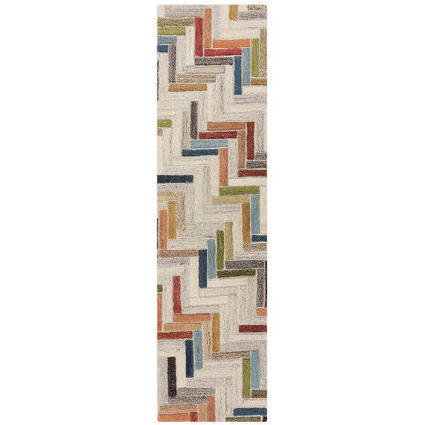 Läufer - Russo Teppich - Kurzflor - 100% Wolle - Geo Modern - Multi Läufer - Russo Teppich - Kurzflor - 100% Wolle - Geo Modern - Multi