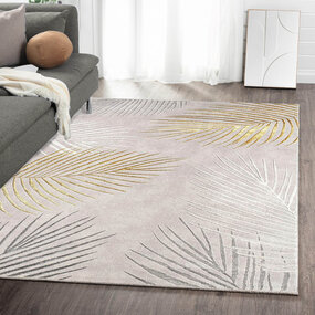 Teppich Modern -  Evora Leaves Grau/Gold Teppich Modern -  Evora Leaves Grau/Gold