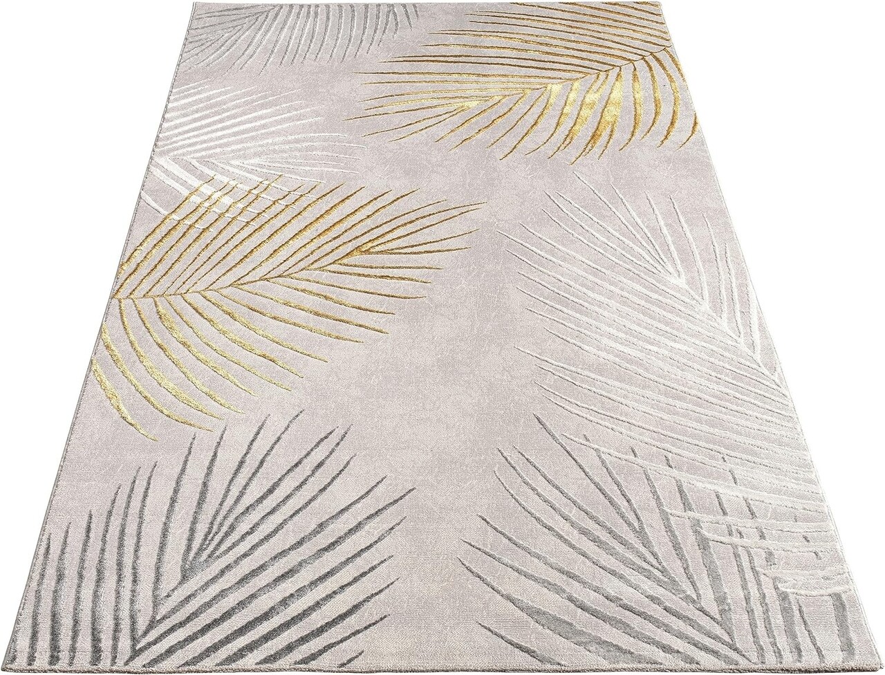 Teppich Modern -  Evora Leaves Grau/Gold Teppich Modern -  Evora Leaves Grau/Gold