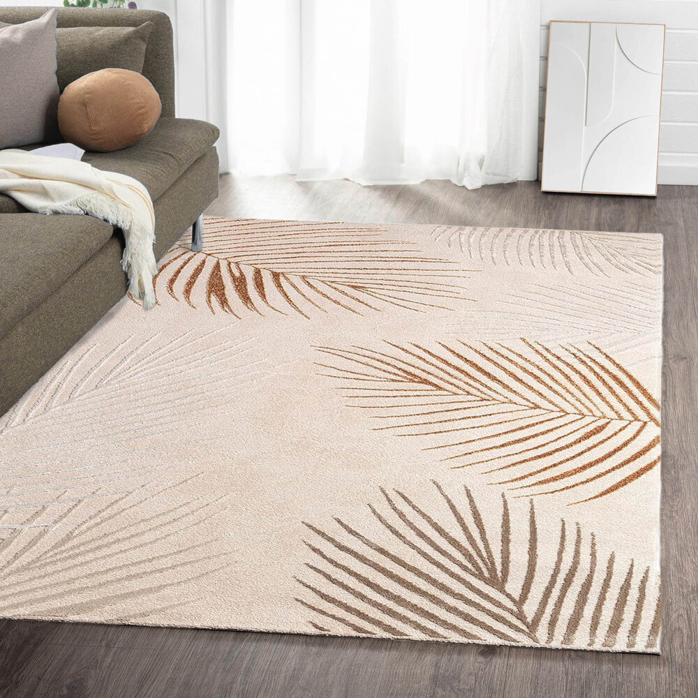 Teppich Modern -  Evora Leaves Beige/Terracotta Teppich Modern -  Evora Leaves Beige/Terracotta