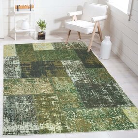 Patchwork Teppich - Burano Vintage Grün Patchwork Teppich - Burano Vintage Grün
