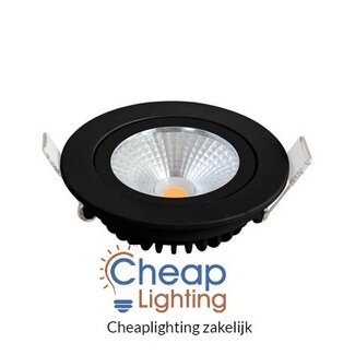 Cheaplighting IP20 LED inbouwspot 5W 400-450Lm kantelbaar zwart DIM