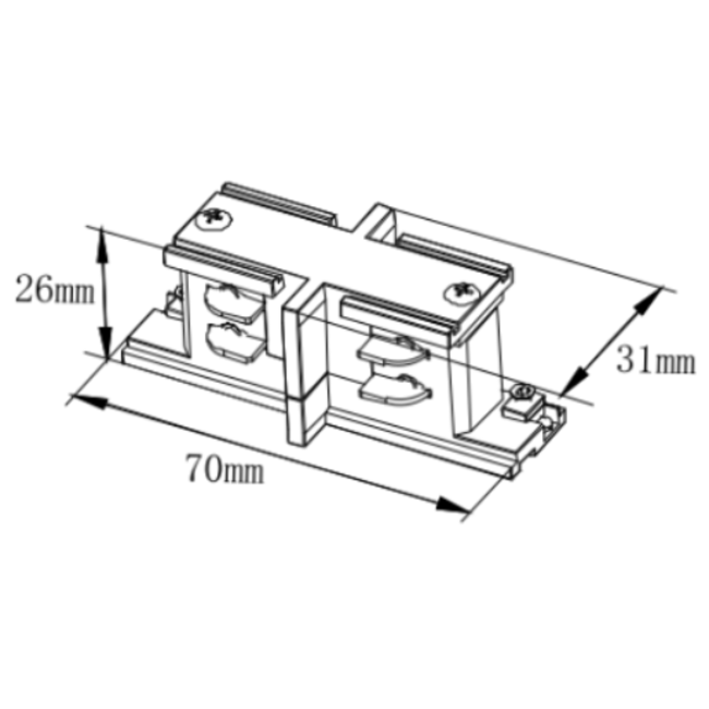 TSONG I-vorm MINI koppelstuk t.b.v. spanningsrail 3-fase 4-draads