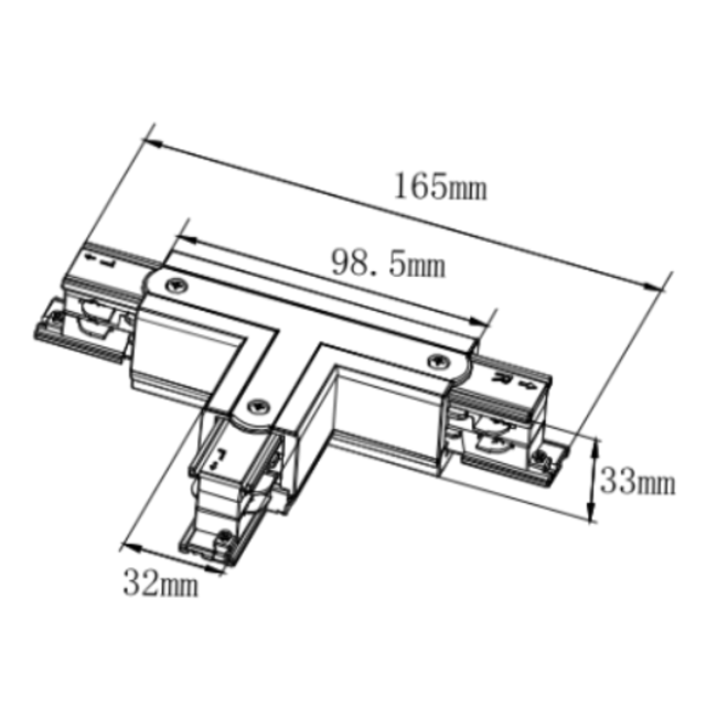 TSONG T-vorm koppelstuk t.b.v. spanningsrail 3-fase 4-draads