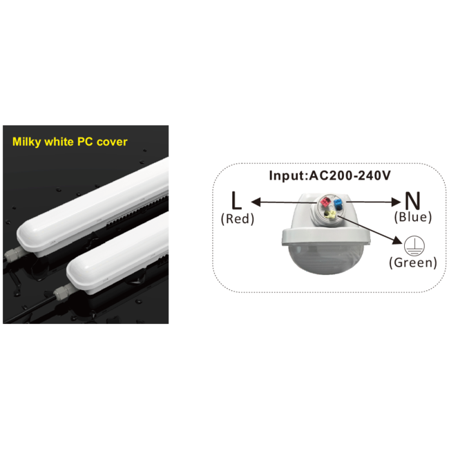 TSONG G5 LED TRI-PROOF IP65 1200mm 36W 190lm/W + MDB (doorvoerbedrading)