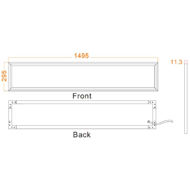 TSONG Sidelit LED paneel 300x1500mm 40W 4000K IP41 wit 120Lm/W UGR<19