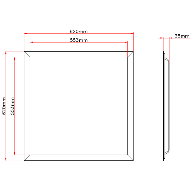 TSONG Backlit LEDpaneel 620x620mm 40W 3000K IP41 wit 105Lm/W UGR<19