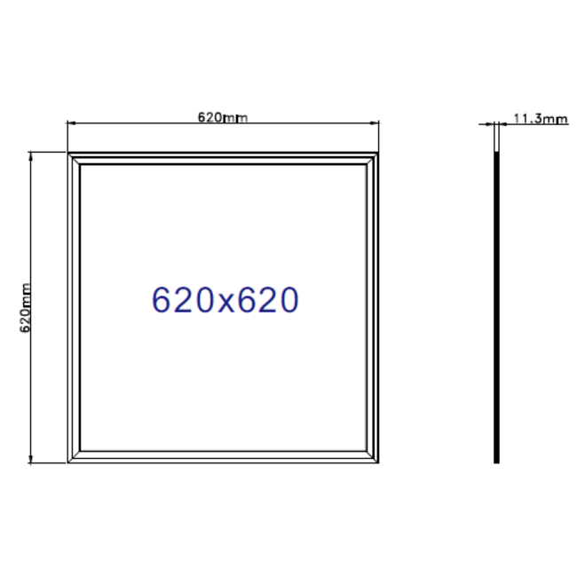 TSONG Sidelit LED paneel 620x620mm 40W 3000K IP41 wit 115Lm/W UGR<19