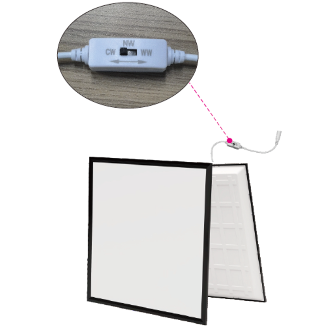 TSONG Backlit LEDpaneel 620x620mm 36W 3CCT CS IP41 zwart 140Lm/W