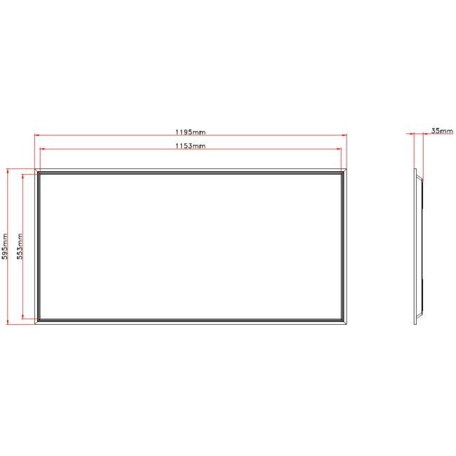 TSONG Backlit LEDpaneel 600x1200mm 45W 4000K IP41 wit 140Lm/W UGR<19
