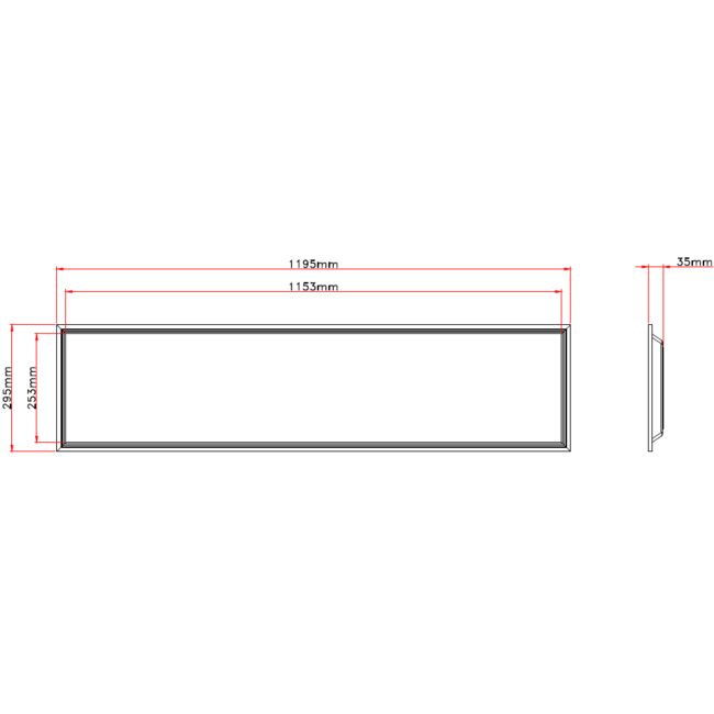 TSONG Backlit LED paneel 300x1200mm 25W 6000K IP41 wit 200Lm/W UGR<19