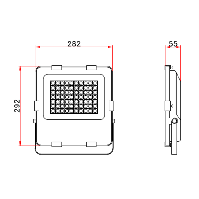 TSONG IP66 LED Floodlight 100W 3000K zwart 140Lm/W 14.000 Lumen