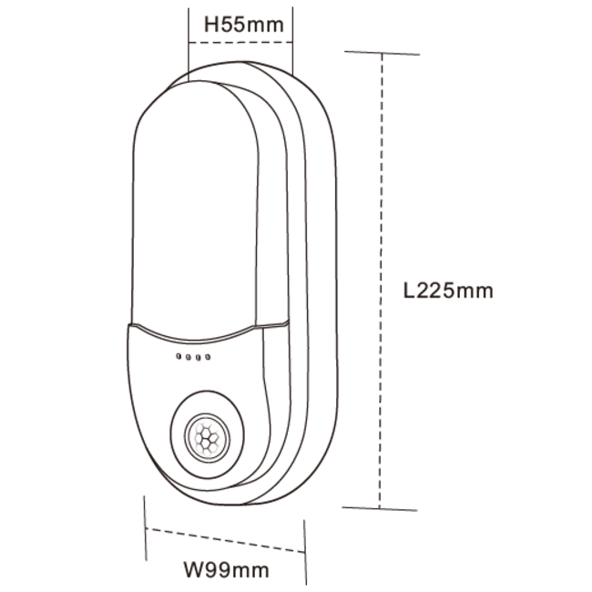 TSONG LED IP66 Bulkhead 15W 6000K (SENSOR) 1650Lumen 225*99*55mm