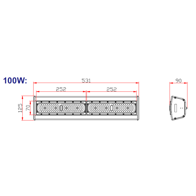 TSONG IP65 LED Linear Highbay 100W 150Lm/W 531mm 15.000Lm 0-10V DIM
