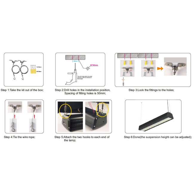 TSONG IP65 LED Linear Highbay 250W 150Lm/W 1293mm 37.500Lm 0-10V DIM