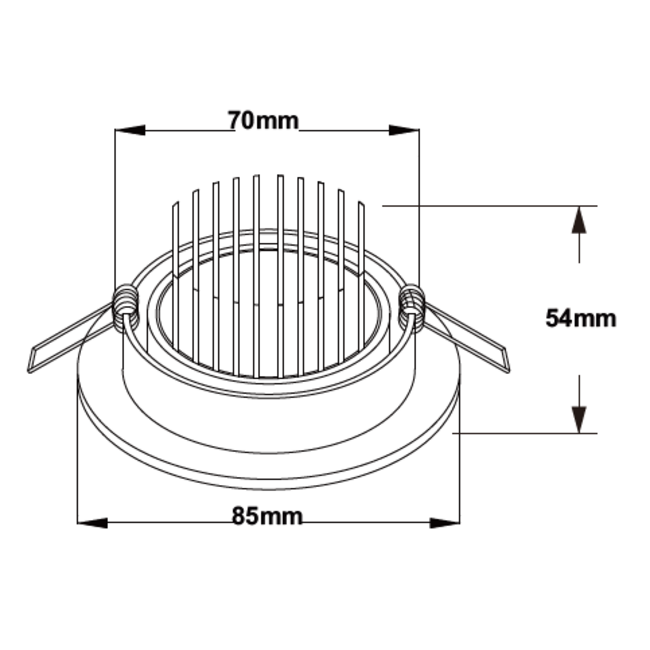 TSONG Inbouw COB LEDspot 5W 2700K WIT 60° Ф85*H54mm Z-70mm 450Lm DIM