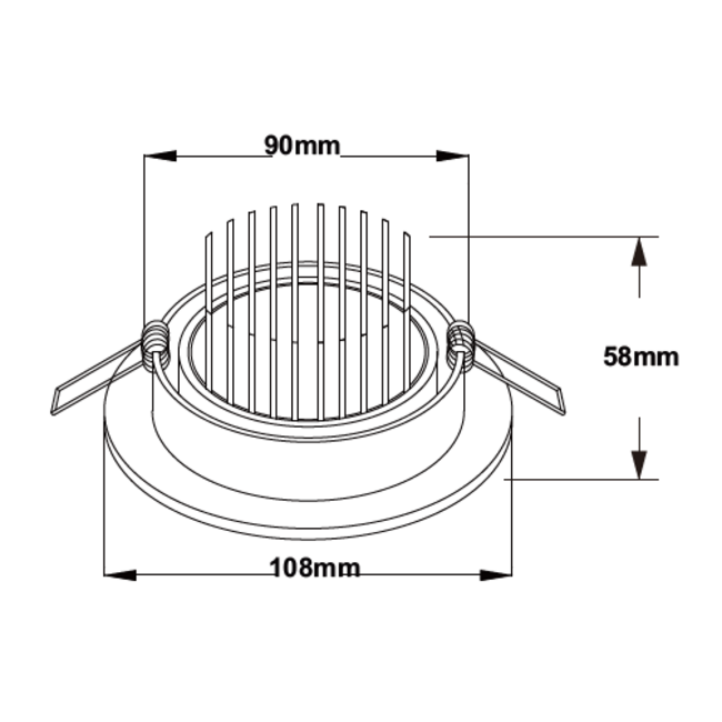 TSONG Inbouw COB LEDspot 7W 2700K WIT 60° Ф108*H58mm Z-90mm 630Lm DIM