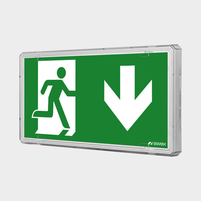 AWEX LED Noodverlichting EXIT L IP65 IK10 1-2W 6000K / 1-3H 30mtr.