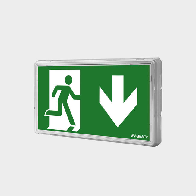 AWEX LED Noodverlichting EXIT S IP65 IK10 1-2W 6000K / 1-3H 20mtr.