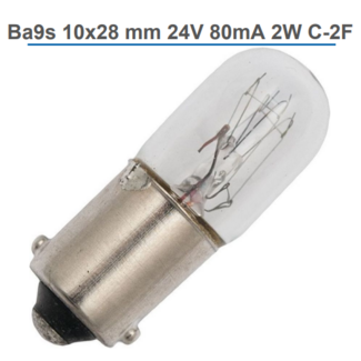 CHEAPLIGHTING Ba9s 10x28mm 24V 80mA 2W C-2F 8714101028598 (10-pack)