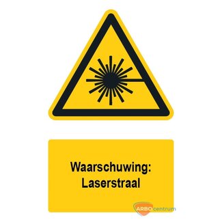 Waarschuwingsbord / sticker laserstraal met tekst