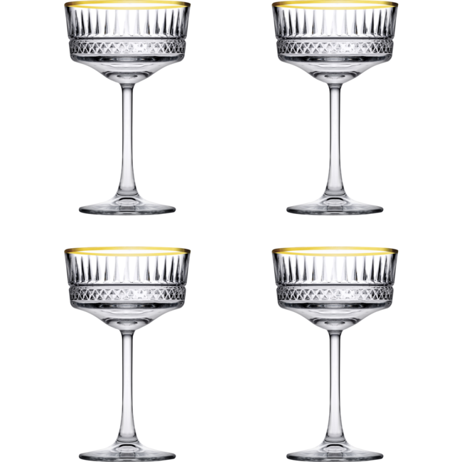 Pasabahce 4 Elysia Champagne Glasses Gold | 260ml