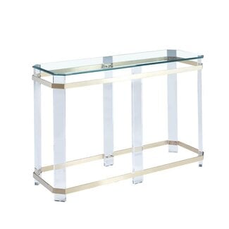 Luxury Living Linne Sidetable Clear   Brush Gold 120CM