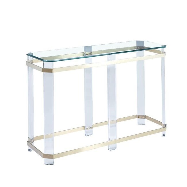 Linne Sidetable Clear   Brush Gold 120CM