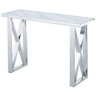 Luxury Living Sidetable Chrome Frame - Marble Glass Top