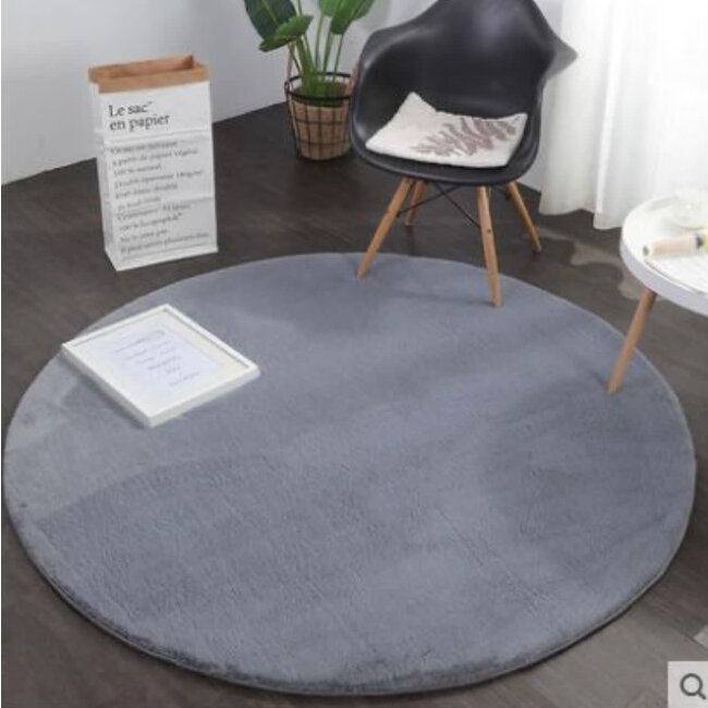 Fluffy Tapijt Dark Grey Rond | 160x160