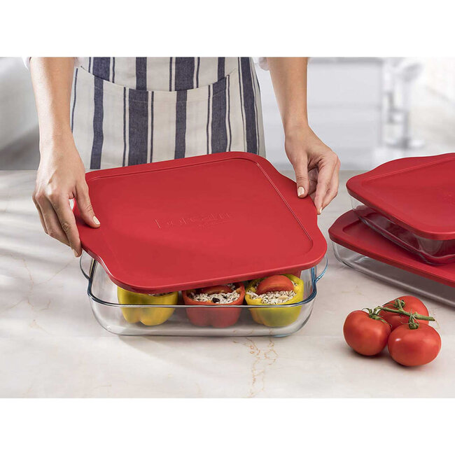 Pasabahce Borcam ovenschaal met deksel | Rood | 3200 cc