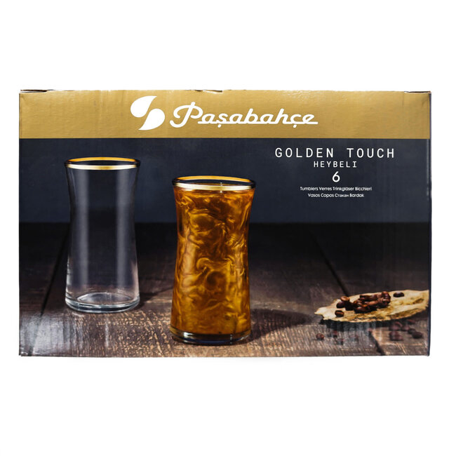 Pasabahce 6 Heybeli Long Drinkglazen Goud | 345ml
