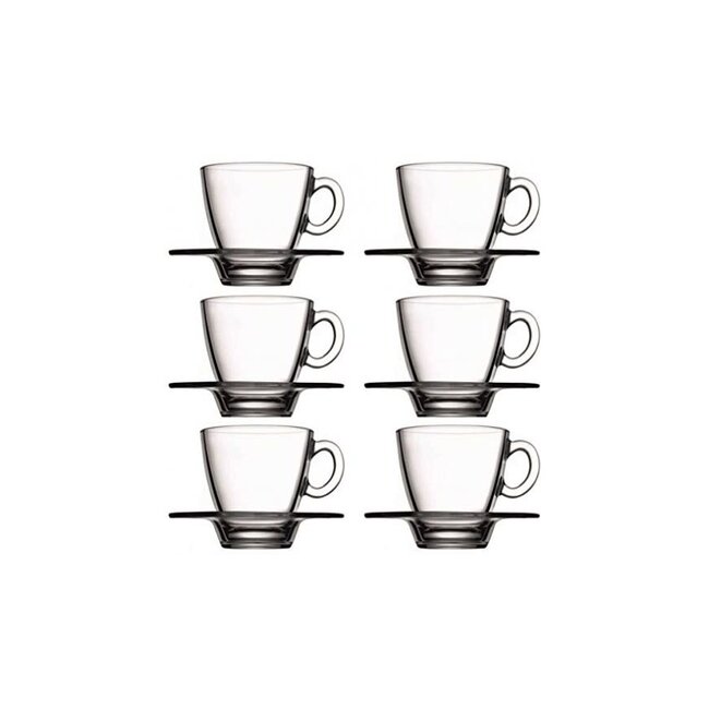 Pasabahce Aqua Coffee and Tea Glass Set | 12-Piece | 215 ml