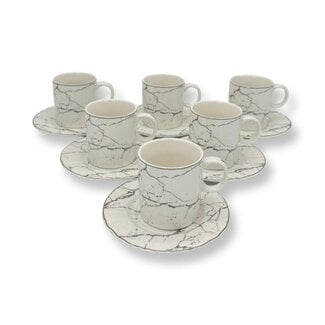 QP Marmerlook Koffieset 6-delig | Zilver