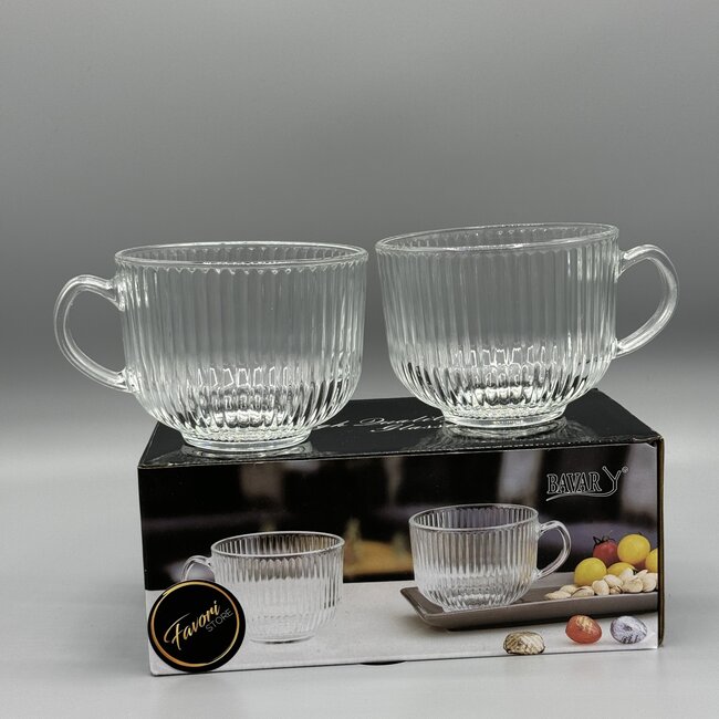 BAVARY 2-Piece Ribble Coffee & Tea Glasses | 355 ml