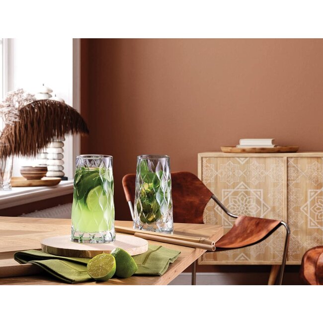 Pasabahce 4 Leafy Long Drink Glasses | 345ml