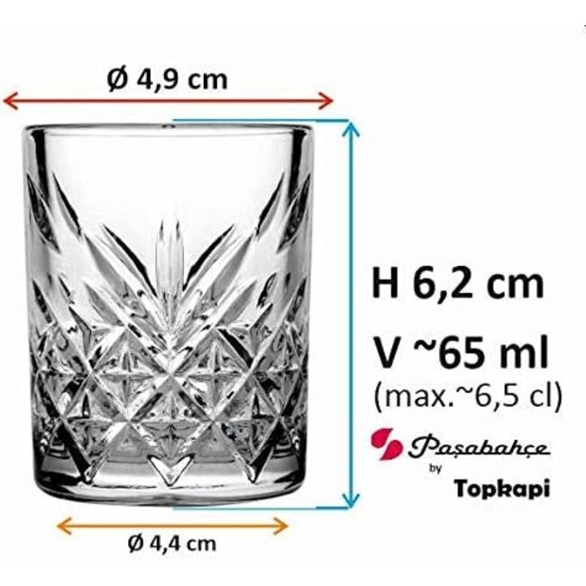 Pasabahce 4 Timeless Mini Glazen Clear | 62cc